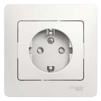 Розетка Glossa 1-ая с заземлением шторки белый (15/90)