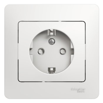 Розетка Glossa 1-ая с заземлением шторки белый (15/90)
