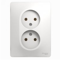 Розетка Glossa 2-ая без заземления в сборе белый (15)