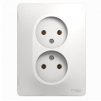 Розетка Glossa 2-ая без заземления в сборе белый (15)
