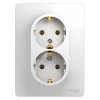 Розетка Glossa 2-ая с заземлением в сборе белый (10)