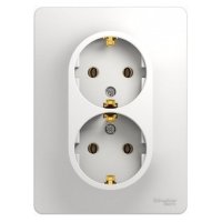 Розетка Glossa 2-ая с заземлением в сборе белый (10)