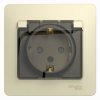 Розетка Glossa 1-ая бежевый с/з шторки крышка IP44 (10)