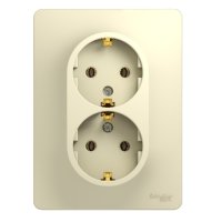 Розетка Glossa 2-ая с заземлением бежевый (10)