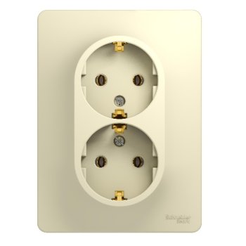 Розетка Glossa 2-ая с заземлением бежевый (10)