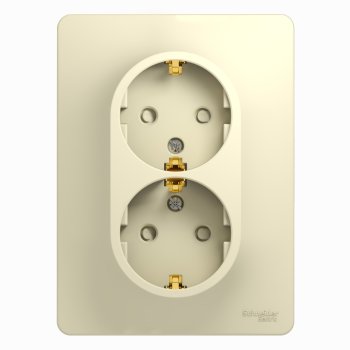 Розетка Glossa 2-ая с заземлением шторки бежевый (10)