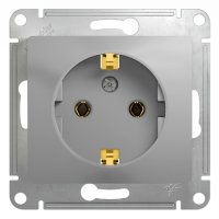 Механизм розетки Glossa 1-ая с заземлением алюминий (20)