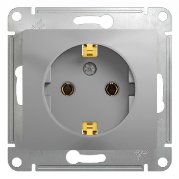 Механизм розетки Glossa 1-ая с заземлением алюминий (20)