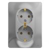 Розетка Glossa 2-ая с заземлением алюминий (10/60)