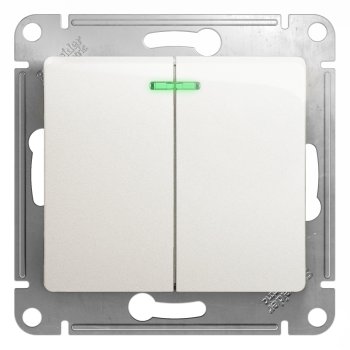 Механизм выключателя Glossa 2кл подсветка перламутр (20)