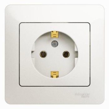 Розетка Glossa 1-ая с заземлением перламутр (15)
