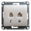 Механизм розетки Glossa RJ45+RJ45 перламутр (10)