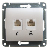 Механизм розетки Glossa RJ45+RJ45 перламутр (10)