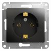 Механизм розетки Glossa 1-ая с заземлением антрацит (20/160)