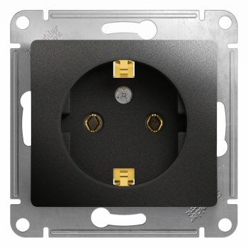 Механизм розетки Glossa 1-ая с заземлением антрацит (20/160)