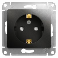 Механизм розетки Glossa 1-ая с заземлением шторки антрацит (20)