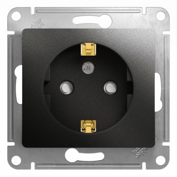 Механизм розетки Glossa 1-ая с заземлением шторки антрацит (20)