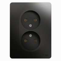 Розетка Glossa 2-ая без заземления антрацит (15)