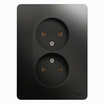 Розетка Glossa 2-ая без заземления антрацит (15)