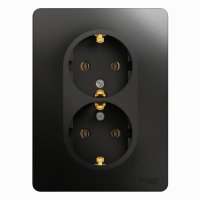 Розетка Glossa 2-ая с заземлением антрацит (10/60)