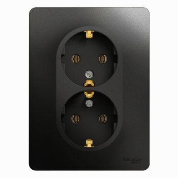 Розетка Glossa 2-ая с заземлением антрацит (10/60)