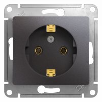 Механизм розетки Glossa 1-ая с заземлением графит (20)