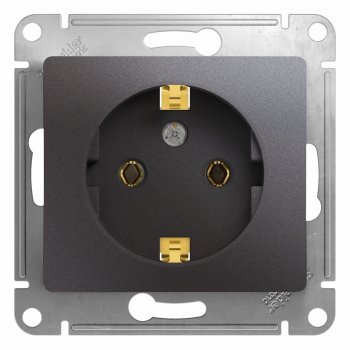 Механизм розетки Glossa 1-ая с заземлением графит (20)
