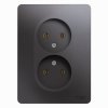 Розетка Glossa 2-ая без заземления в сборе графит (15)