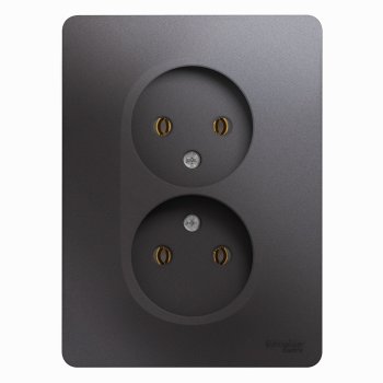 Розетка Glossa 2-ая без заземления в сборе графит (15)