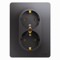 Розетка Glossa 2-ая с заземлением графит (6/12)
