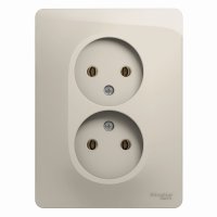 Розетка Glossa 2-ая без заземления молочный (15)