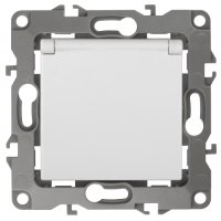 Розетка Эра 12 1-ая с/з з/к шторки механизм белый (10)