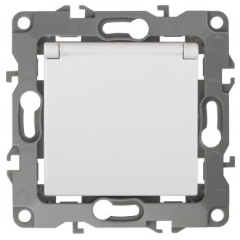 Розетка Эра 12 1-ая с/з з/к шторки механизм белый (10)