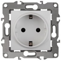 Механизм розетки Эра 12 1-ая с заземлением шторки белый (10)