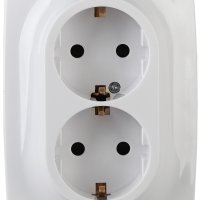 Розетка Эра 12 2-ая с заземлением белый (10)