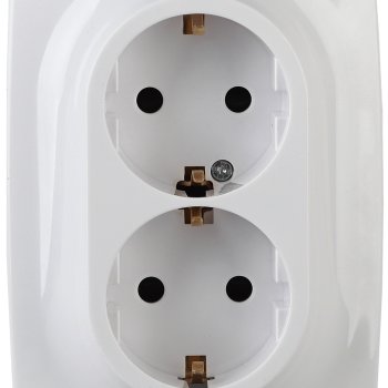 Розетка Эра 12 2-ая с заземлением белый (10)
