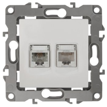Механизм розетки Эра 12 RJ45+RJ11 белый (10)