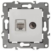 Механизм розетки Эра 12 RJ45+телевизионная белый (10)