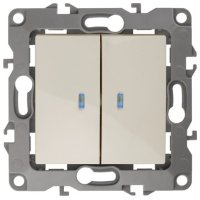 Механизм выключателя Эра 12 2кл подсветка слоновая кость (10)