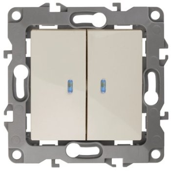 Механизм выключателя Эра 12 2кл подсветка слоновая кость (10)