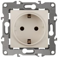 Механизм розетки Эра 12 1-ая с заземлением без лапок слоновая кость (10)