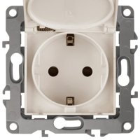 Механизм розетки Эра 12 1-ая с заземлением крышка слоновая кость (10)