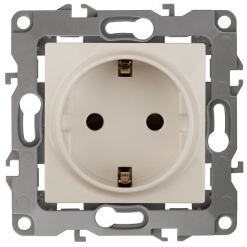 Механизм розетки Эра 12 1-ая с заземлением слоновая кость (10)