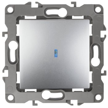 Механизм выключателя Эра 12 1кл подсветка алюминий (10)