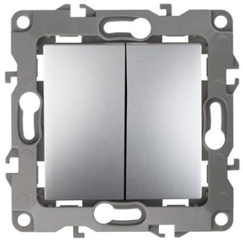 Механизм выключателя Эра 12 2кл без лапок алюминий (10)