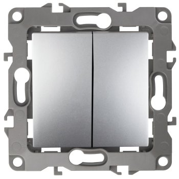 Механизм выключателя Эра 12 2кл алюминий (10)