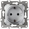 Механизм розетки Эра 12 1-ая с заземлением алюминий (10)