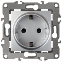 Механизм розетки Эра 12 1-ая с заземлением алюминий (10)