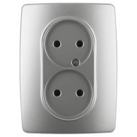 Механизм розетки Эра 12 2-ая без заземления алюминий (10)