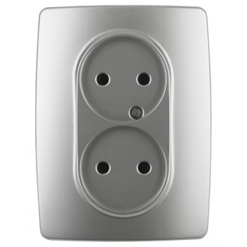 Механизм розетки Эра 12 2-ая без заземления алюминий (10)